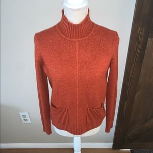 Marled Orange Knitted Turtle Neck Sweater